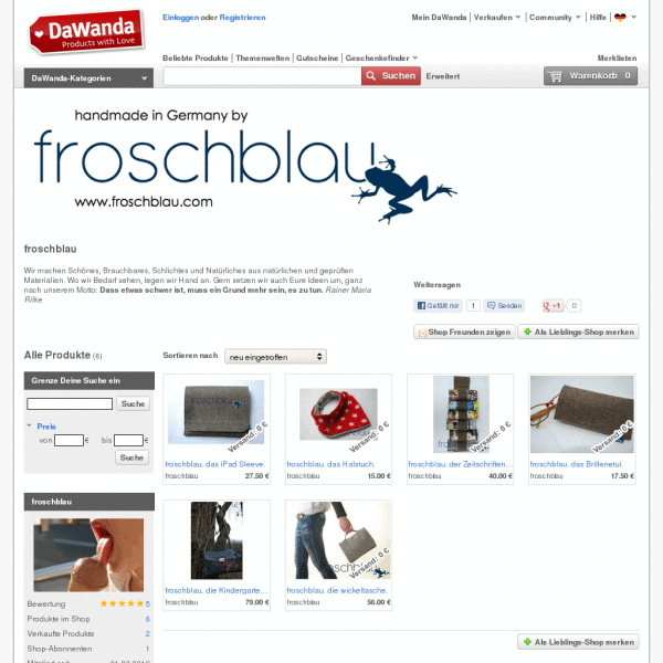Screensho  de.dawanda.com/shop/froschblau