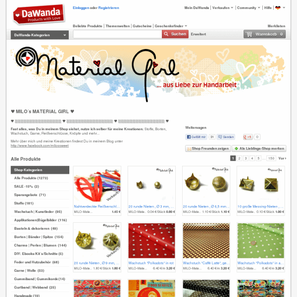 Screensho  de.dawanda.com/shop/MILO-Material-Girl?sold_products=true