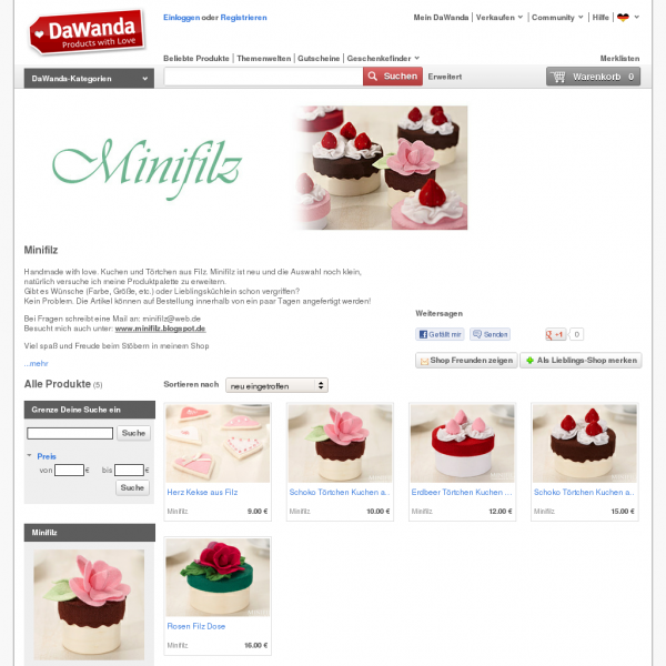 Screensho  de.dawanda.com/shop/Minifilz