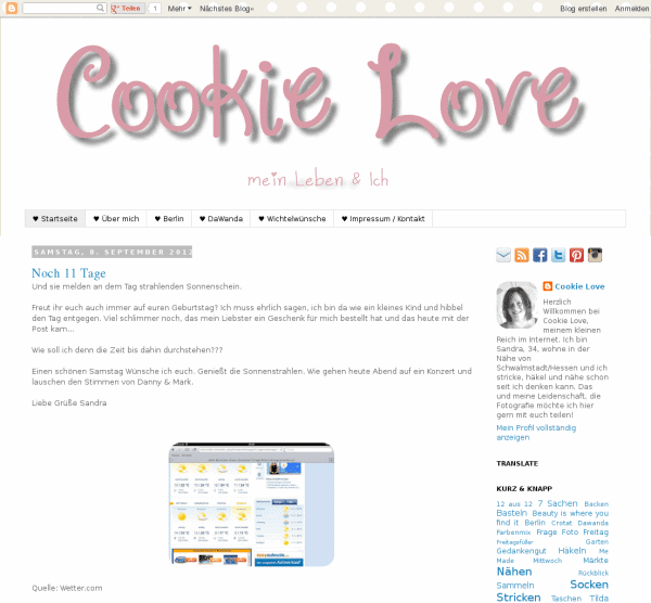 Screenshot  www.cookielove.de