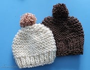 Einfache Pudelmütze aus dicker Wolle stricken