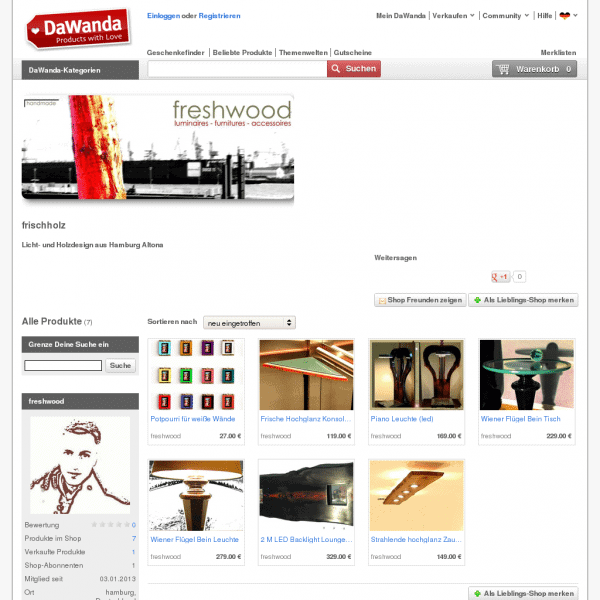 Screenshot  de.dawanda.com/shop/frischholz