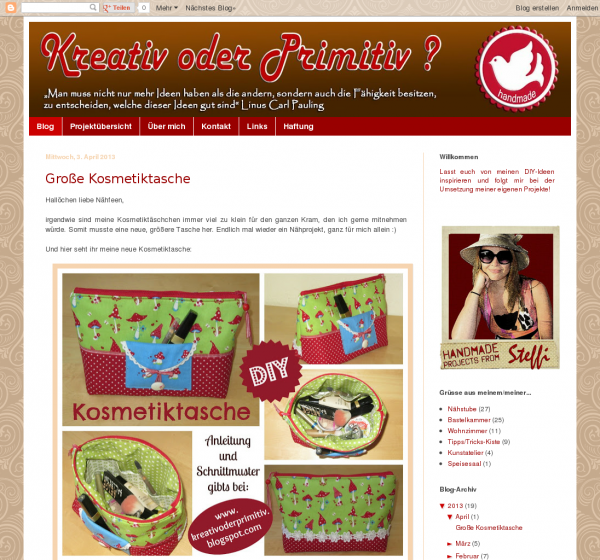 Screenshot  www.kreativoderprimitiv.blogspot.de/