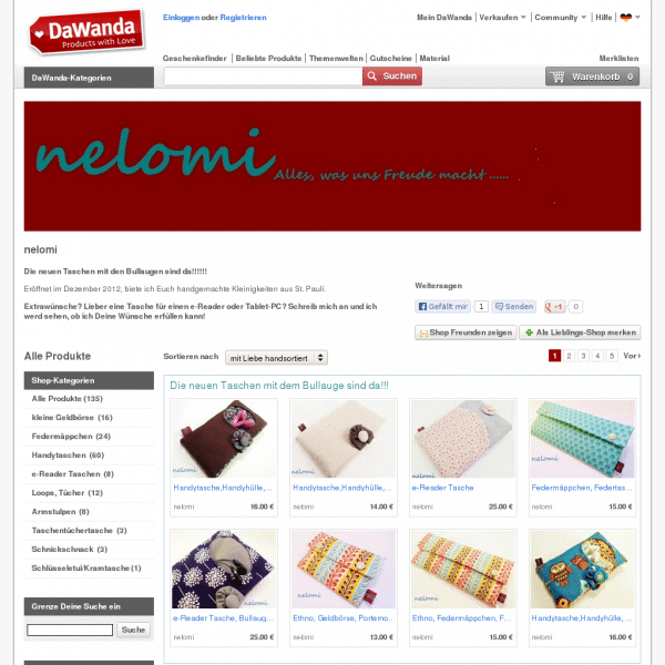 Screenshot  de.dawanda.com/shop/nelomi