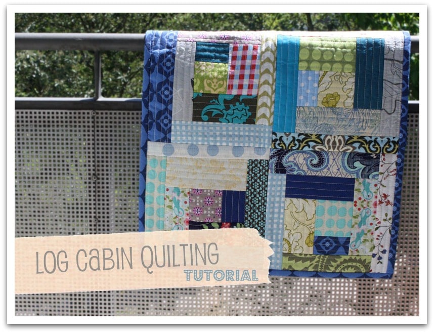 Log Cabin Quilt aus Stoffresten