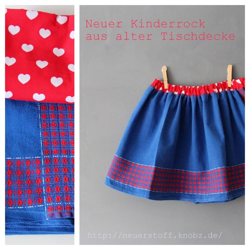 Neuer Kinderrock aus alter Tischdecke – Upcycling