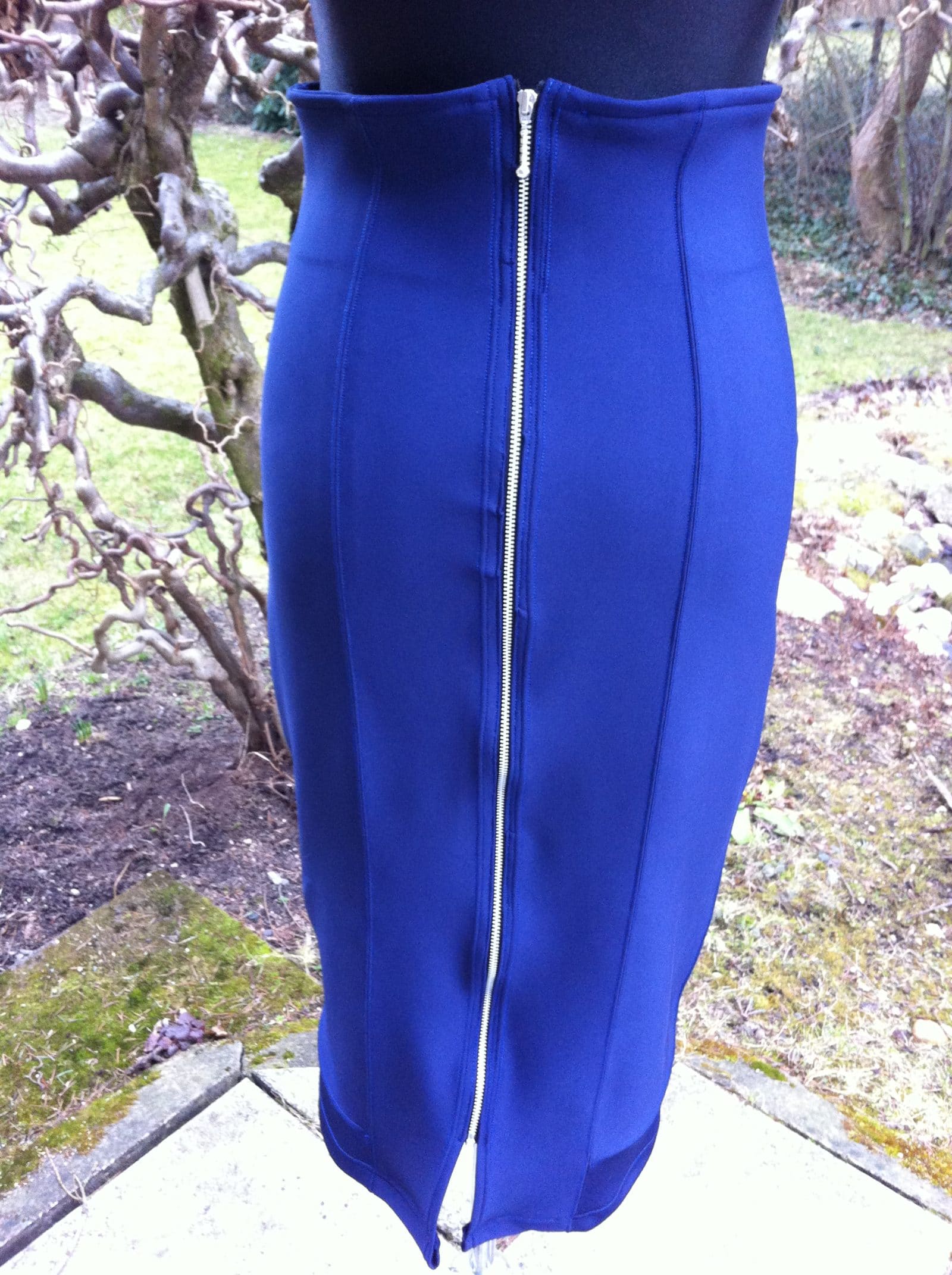 neopren bleistiftrock navy