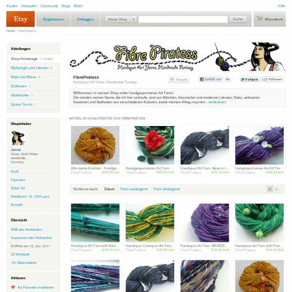 FibrePiratess - Handspun Art Yarns. Handmade Fantasy.