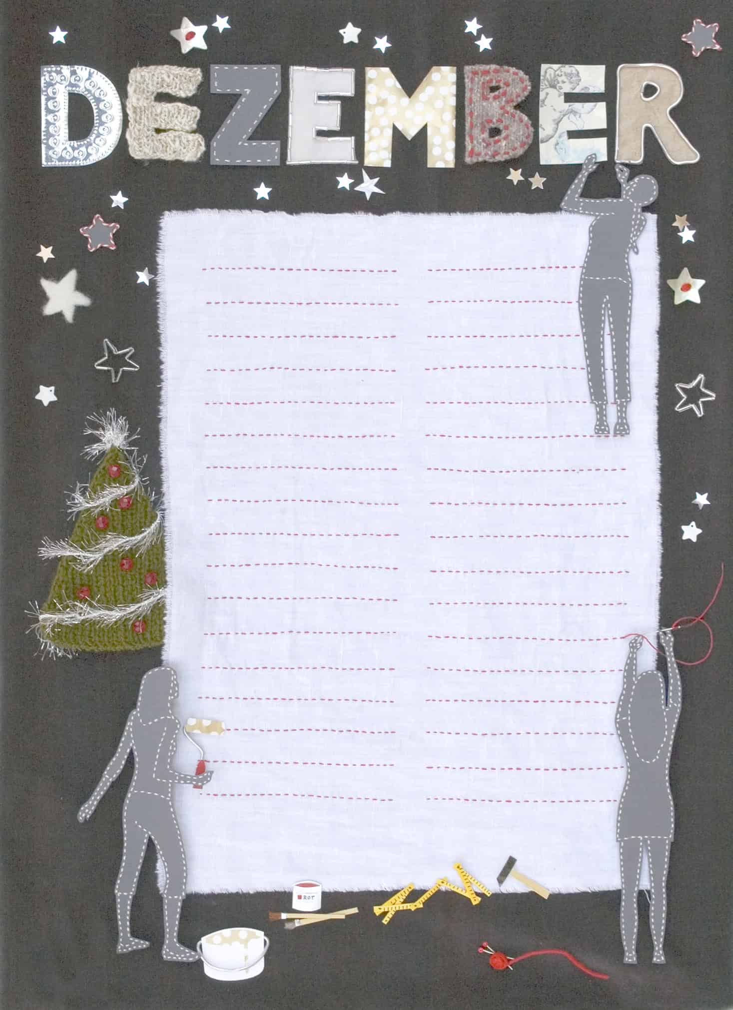 Gestickt-näh-strick-schneid-auffädel-basteltes Kalenderblatt