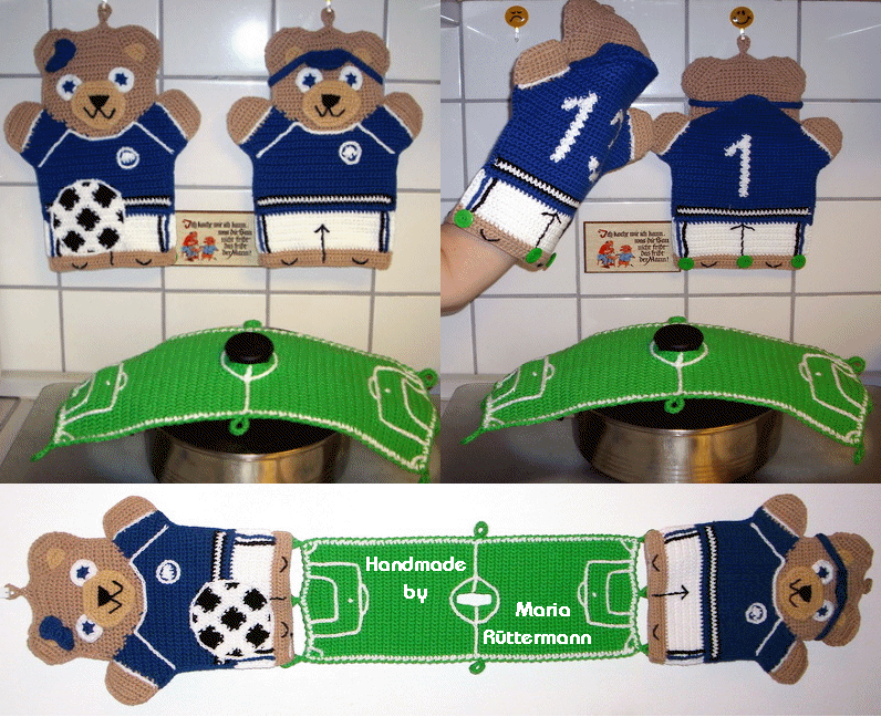 Topflappen + Topfhandschuh „Teddy Fußball“