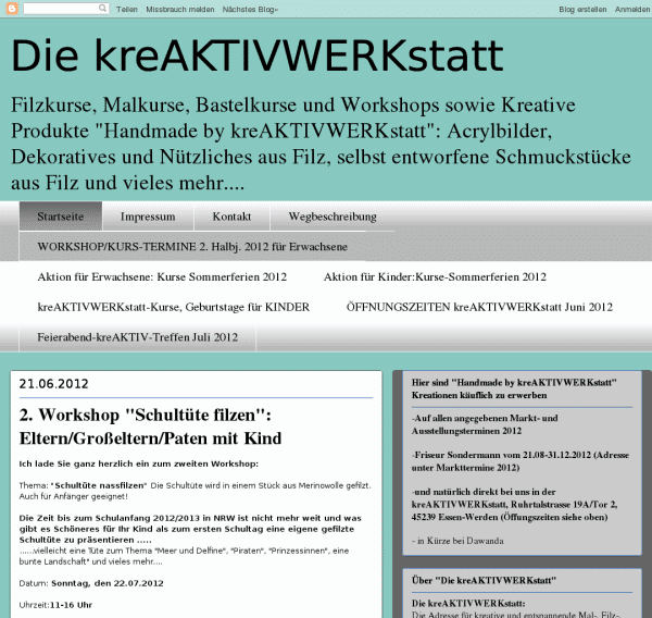 Die kreAKTIVWERKstatt……Gefilztes, Gemaltes, Gebasteltes…