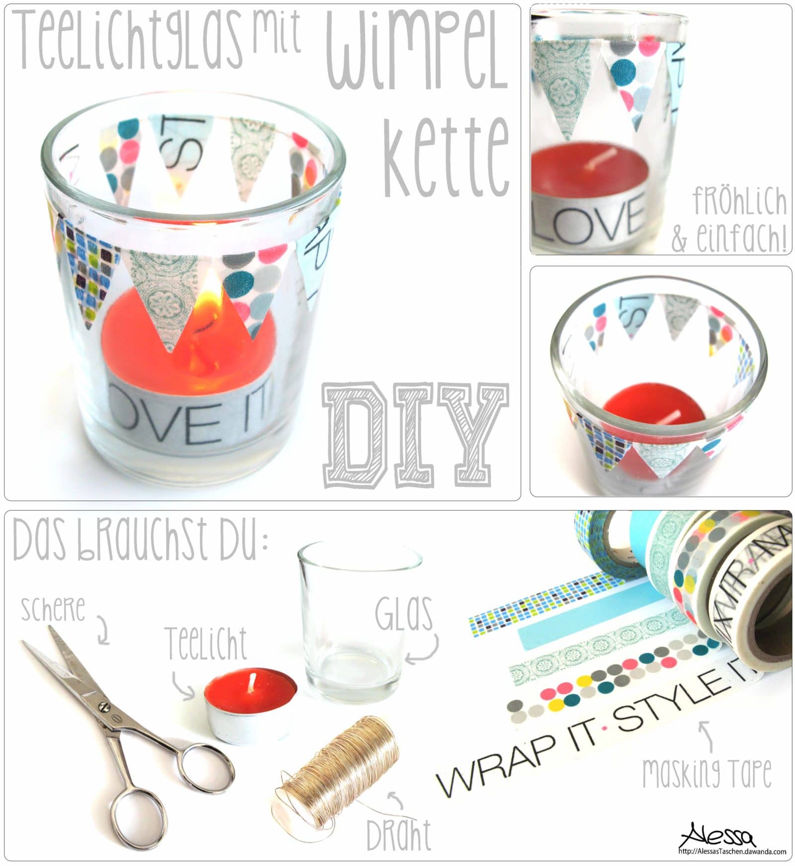 DIY – Kerzenglas mit Wimpelkette