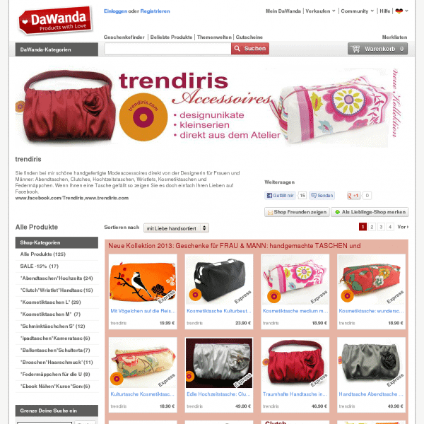 trendiris hangemachte Taschen und andere Accessoires