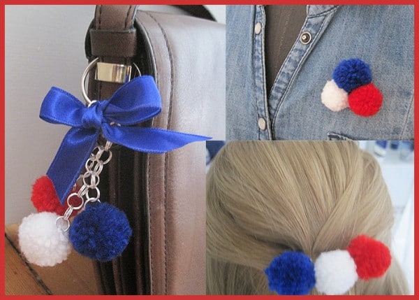 Anhänger und Haarspange aus Pompoms!