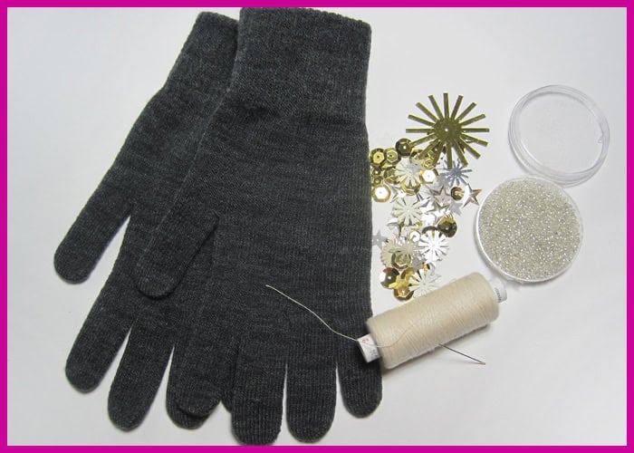 Handschuhe mit Pailletten