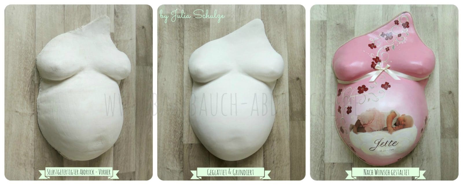 Ein Foto & Ultraschallbild vom Baby auf den Gipsabdruck! DIY – Anleitung!