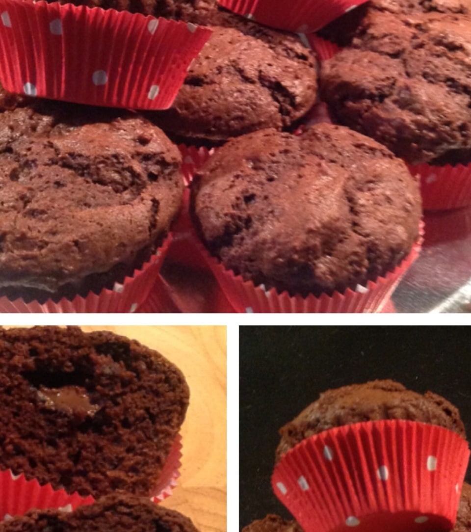 Schoko-Muffins mit Nusspli-Kern