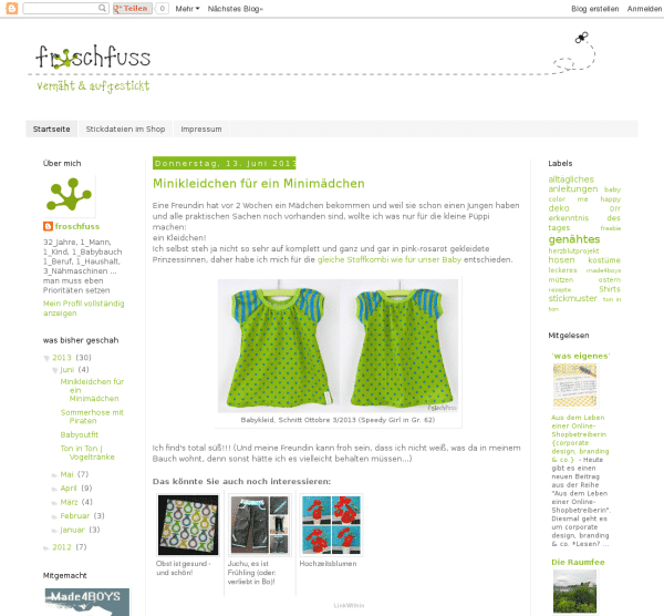froschfuss | Stickmuster & mehr froschfuss | Stickmuster & mehr