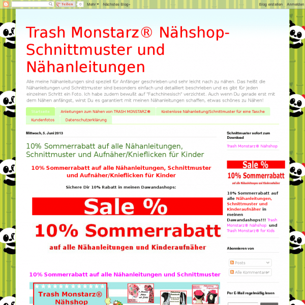 Trash Monstarz® Nähshop-Schnittmuster und Nähanleitungen 