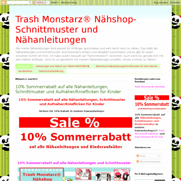 Trash Monstarz® Nähshop-Schnittmuster und Nähanleitungen