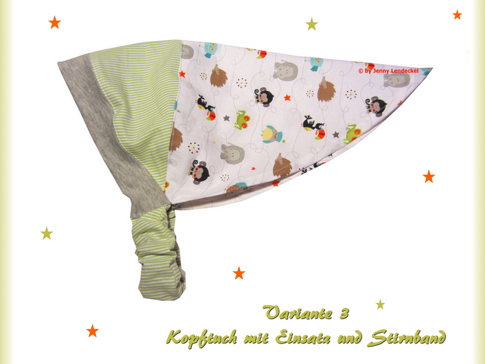 3-er Paket Kopftuch selber nähen, Schnittmuster, E-Book