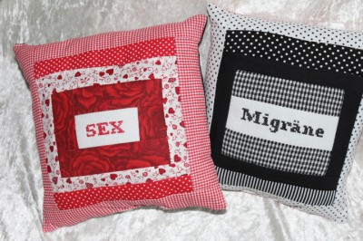 SEX oder Migräne - Wendekissen, originelles Hochzeitsgeschenk 