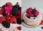 Schichttorte mit Baiserboden und Früchten