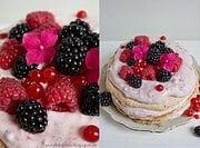 Schichttorte mit Baiserboden und Früchten