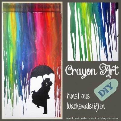 Crayon Art - bunter Regenschauer aus Wachsmalstiften
