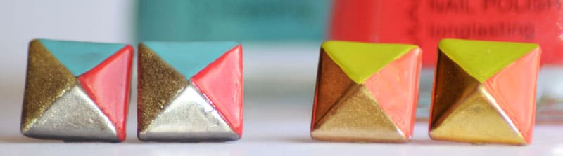 Tolle DIY-Nietenohrringe in bunt und neon!