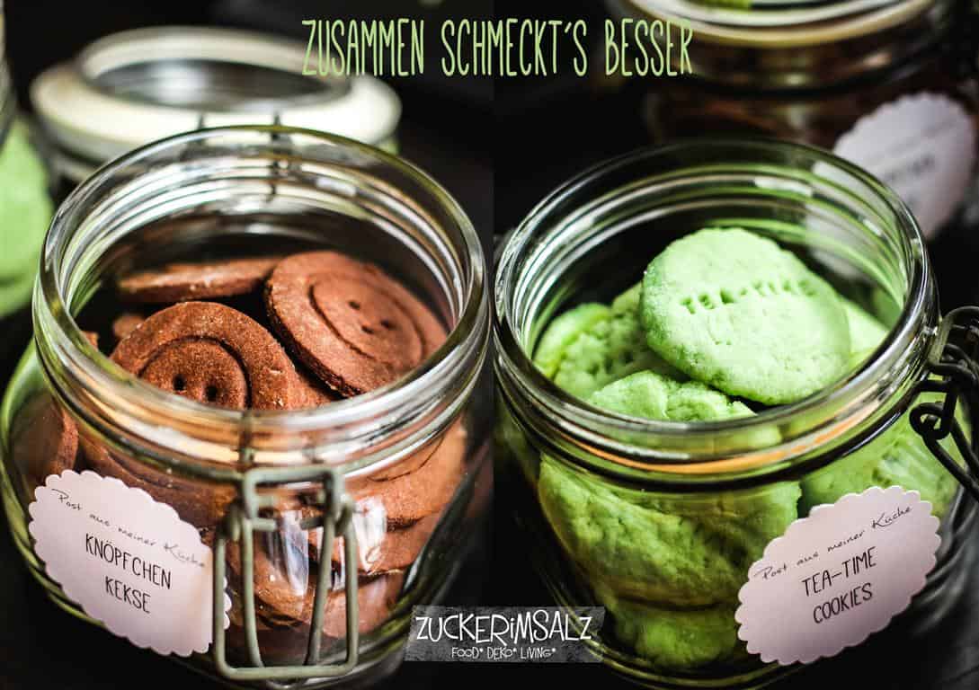 Tea-Time-Cookies treffen auf Schoko-Knöpfchen-Kekse