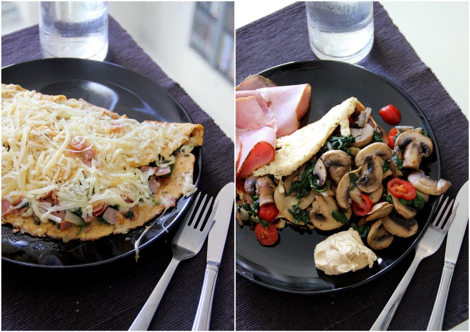 Einfache Wochenends-Frühstücks Omelets „2 ways“