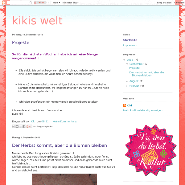 Kreativblog: Kiki´s Welt - HANDMADE Kultur