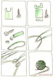 Garn aus Plastiktüten spinnen