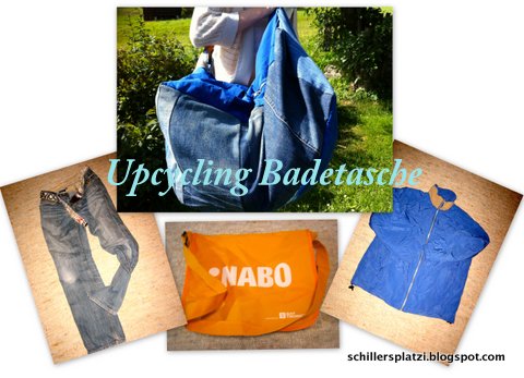 Jeans + Jacke + Tasche = Familienbadetasche