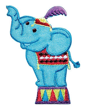 Applikation Elefant im Zirkus blau/bunt