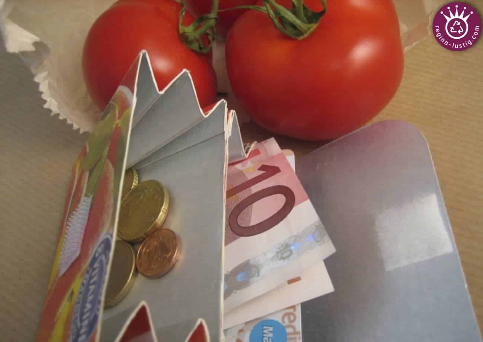 Getränkekarton Geldbeutel Recycling DIY Freebie
