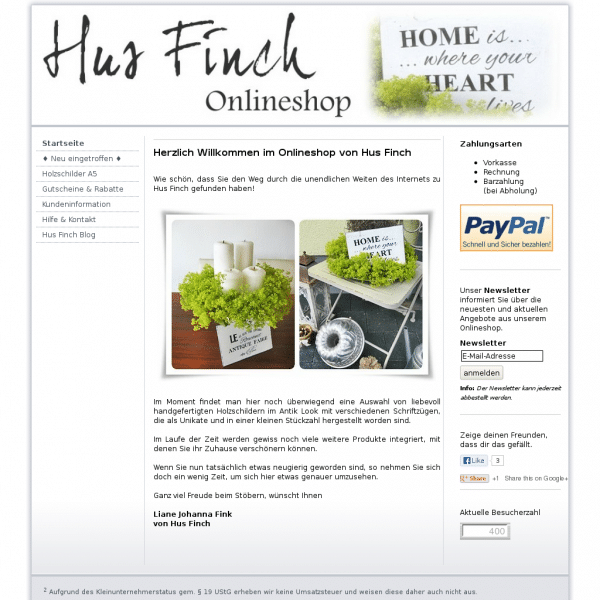 Hus Finch Onlineshop