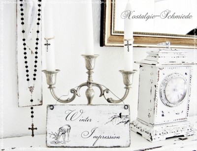 Deko-Schild Winter-Impression im Shabby-chic-Stil Deko-Schild Winter-Impression im Shabby-chic-Stil