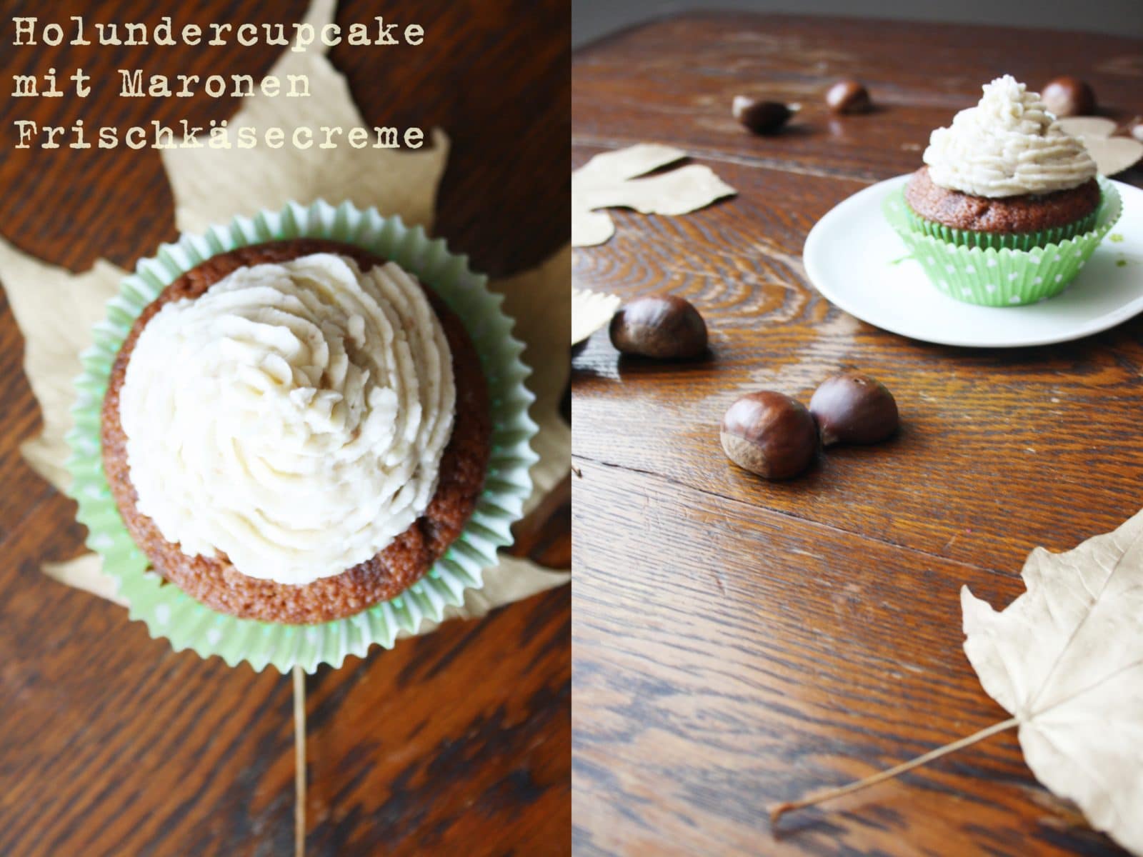 Holundercupcakes mit Maronen – Frischkäse – Creme