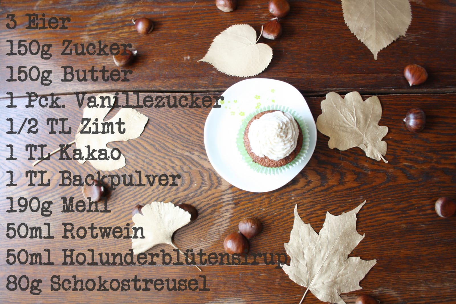 Holundercupcakes mit Maronen – Frischkäse – Creme