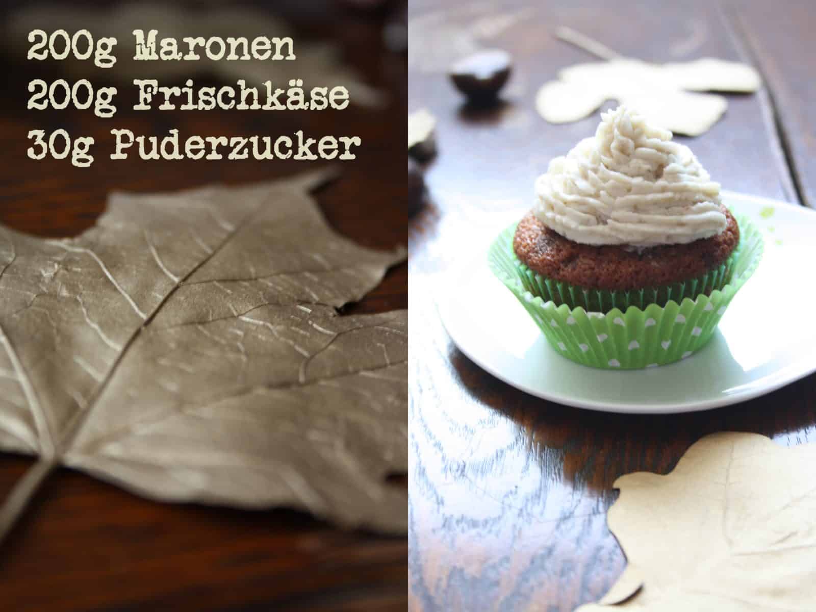 Holundercupcakes mit Maronen – Frischkäse – Creme