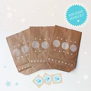 3 GESCHENKTÜTEN + STICKER / handbedruckt