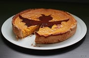 Kürbiskuchen mit Fledermaus