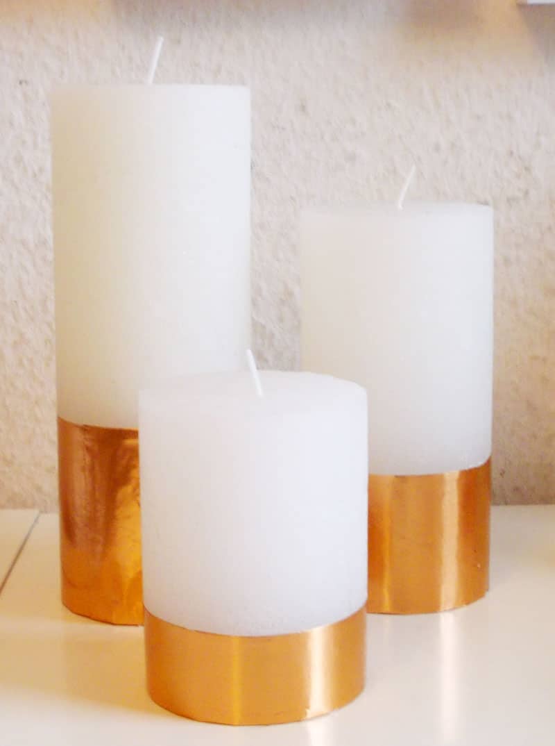 DIY Kerzen Deko und Wandsticker im Kupfer Look