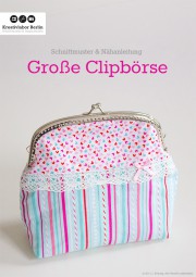 Große Clipbörse: Eine kleine Handtasche / Kosmetiktasche mit Taschenbügel