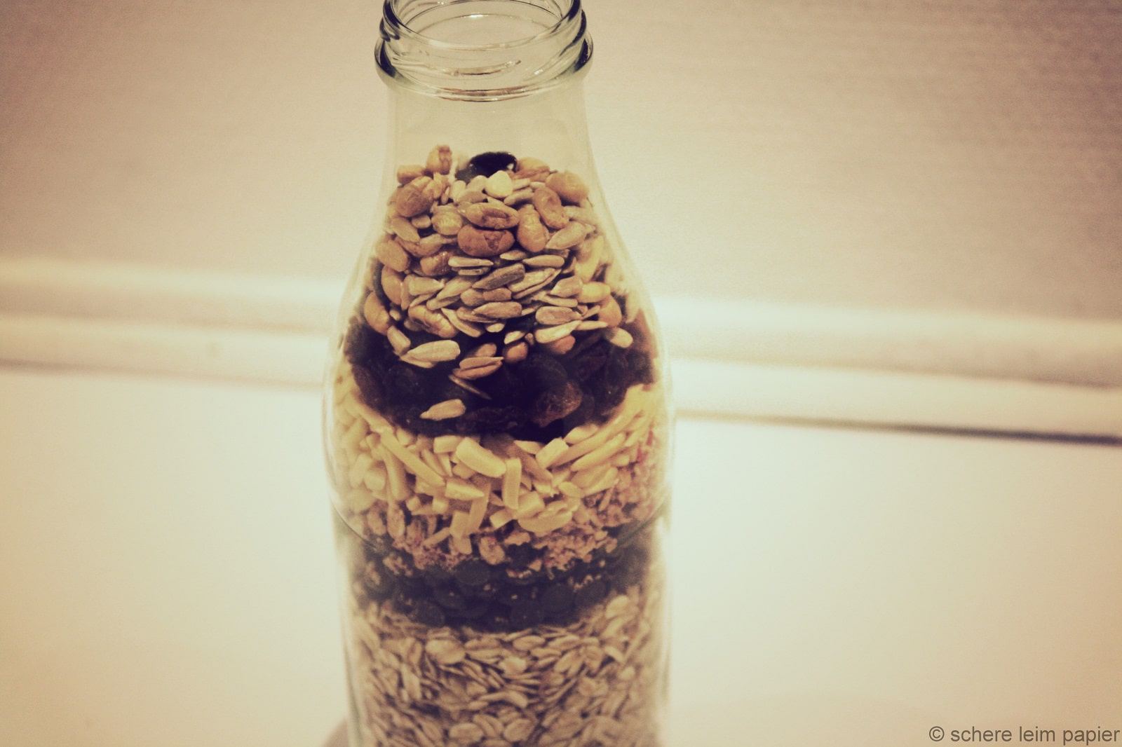 Geschenk in letzter Minute: Müsli in der Flasche