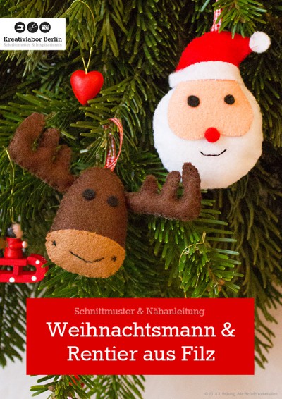 Weihnachtsbaum-Anhänger aus Filz: Rentier & Weihnachtsmann