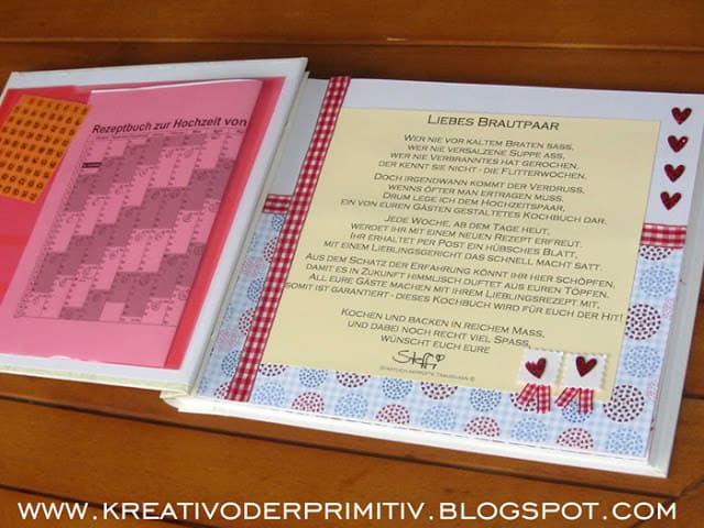 Rezeptbuch der Gäste zur Hochzeit