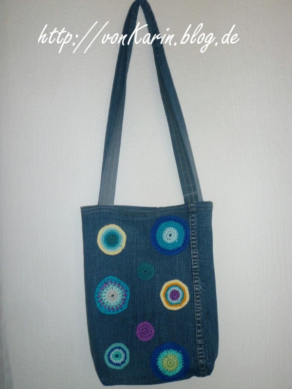 Jeans-Upcycling:  Tasche mit Häkelpunkten